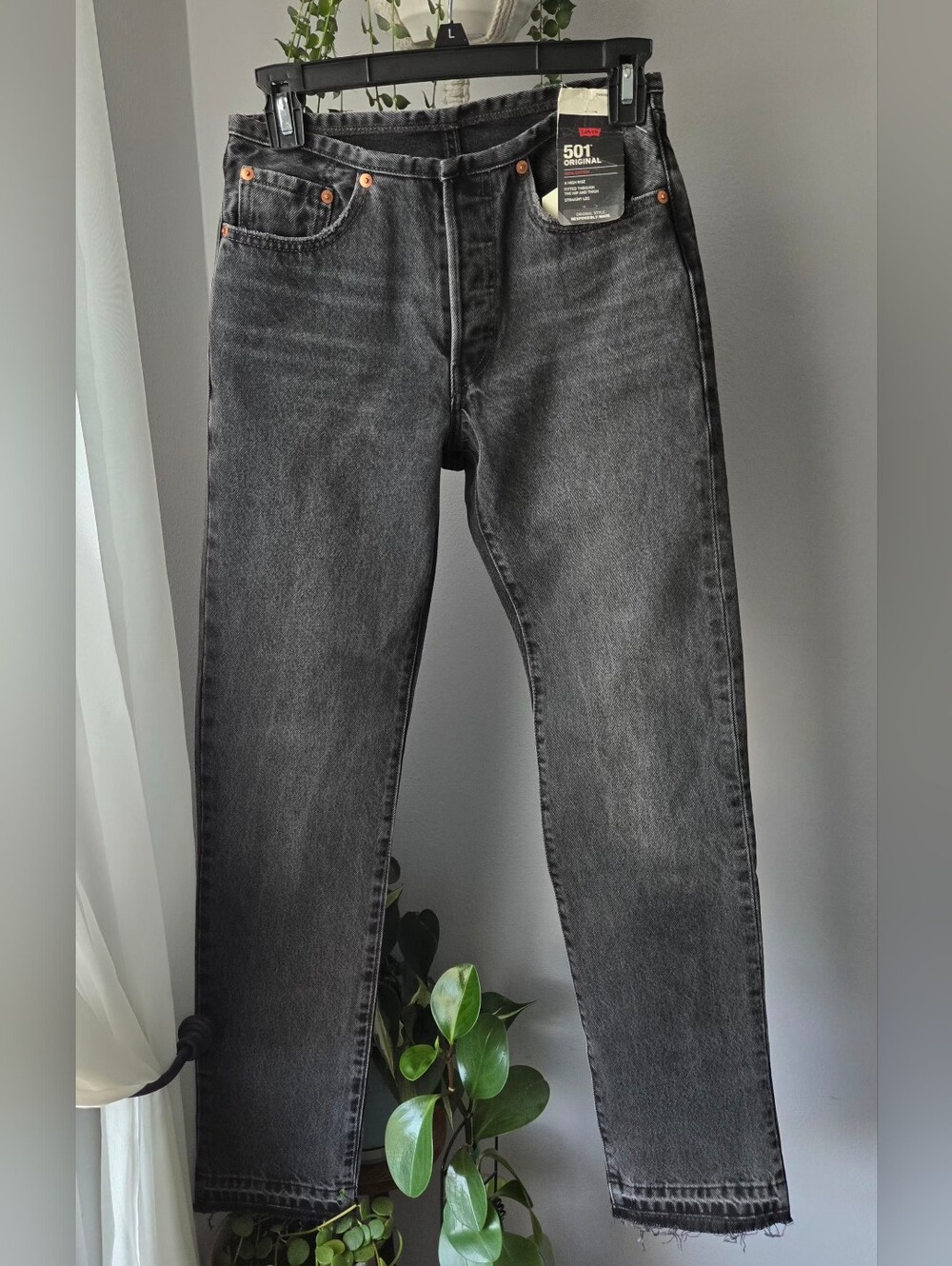 Rare Levi’s 501 Frayed Hem Black Jeans 24x32 (Factory Misprint - No Back Patch)